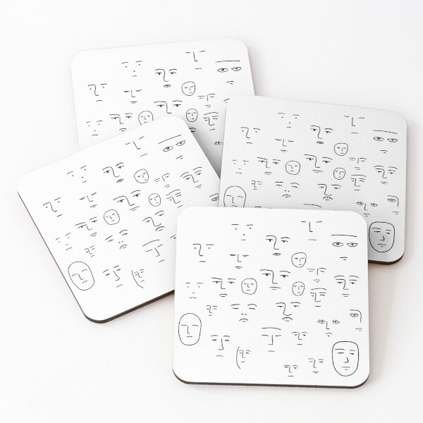 Item preview, Abstract Doodle Faces Pattern – Hand-Drawn Line Art designed and sold by The Sandy Design Store.