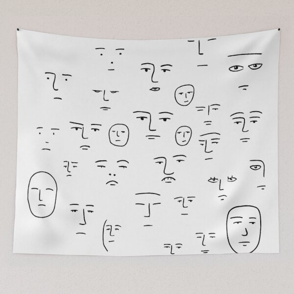 Item preview, Abstract Doodle Faces Pattern – Hand-Drawn Line Art designed and sold by The Sandy Design Store.