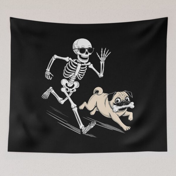 Item preview, Funny Skeleton Chasing Pug Halloween Dog Mom Pug Lover designed and sold by Bandikonsalez.