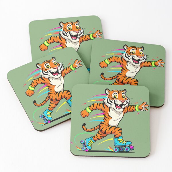 Item preview, Roller Tiger – Neon Skating Jungle Vibes designed and sold by AwesomeBeyondLimits.