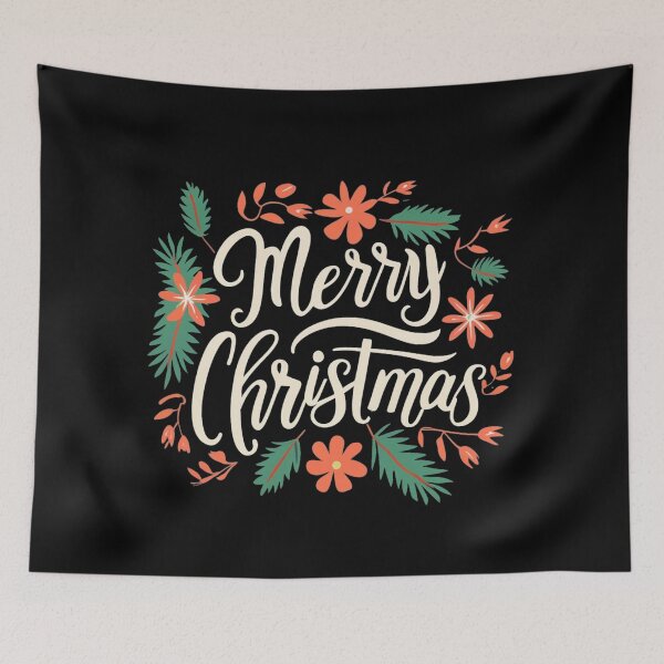 Item preview, Merry Christmas Floral Design – Red Flowers and Green Leaves Holiday Art designed and sold by Cultradesign.