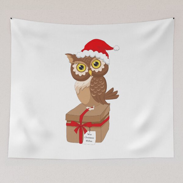 Item preview, Cute Christmas Owl with Gift Box "Wise Christmas Wishes" designed and sold by JohanaStyle.