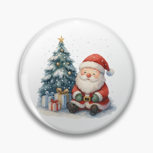 Item preview, Cozy Santa & Snowy Christmas Tree - Essential Holiday Watercolor Art designed and sold by MaliEva.