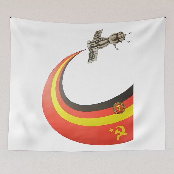 Item preview, Soviet East German Space Poster | Interkosmos Soyuz Mission Art - USSR GDR Space Collaboration, Cosmonaut Sigmund Jähn Print & Cold War Space History designed and sold by RevolutionToday.