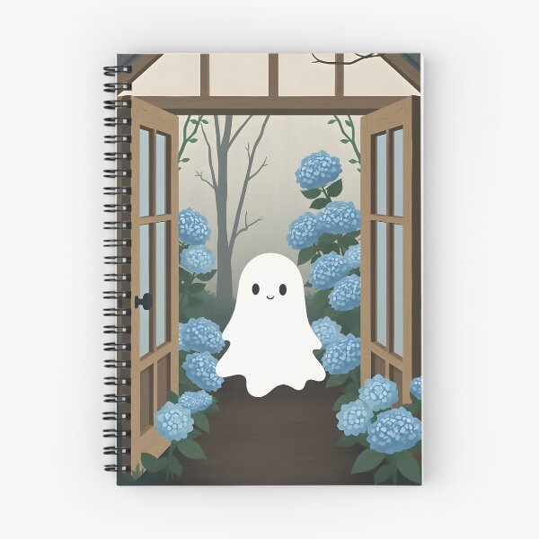 Item preview, Fantasma sonriente entrando en una puerta con hortensias: una ilustración encantadora y de ensueño designed and sold by EmeraldeaArt.