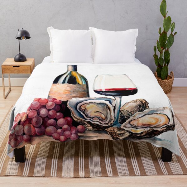 Item preview, Red Wine, Oysters, and Grapes Still Life designed and sold by LanaGustavsson.