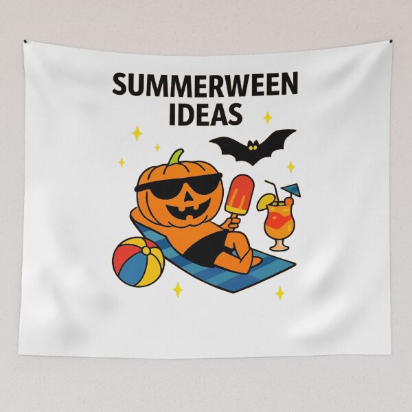 Item preview, Funny Summerween Pumpkin Design – Halloween Meets Summer Vibes designed and sold by RuweisVibes.