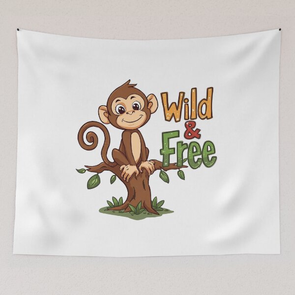 Item preview, Wild & Free – Happy monkey in a tree | Funny animal design for positive vibes designed and sold by ParaSiempreS.