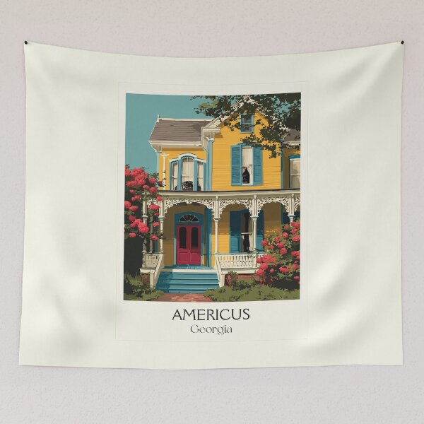 Item preview, Americus Georgia Victorian Home Art Print designed and sold by TuncGK.