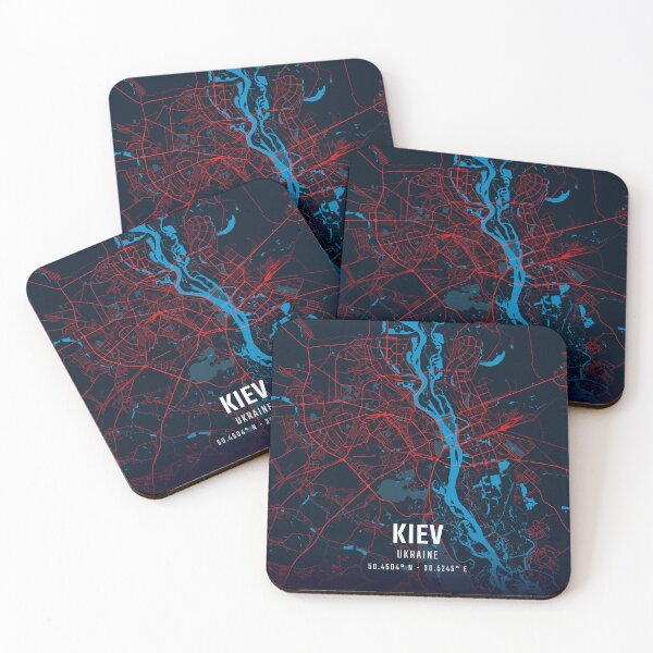 Item preview, Mapa minimalista rojo y azul de Kiev designed and sold by HomeLivingCo.
