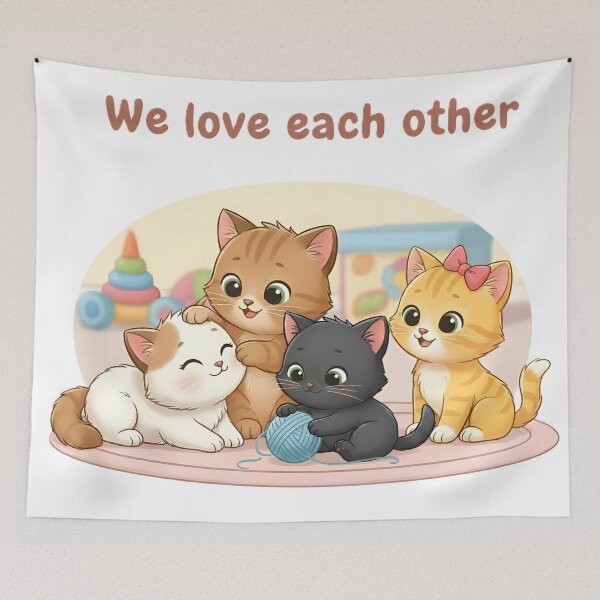 Item preview, Cute Kittens Playing Together with Love Quote designed and sold by DroolWorthyUS.