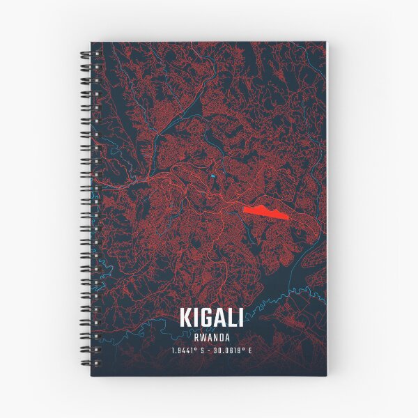 Item preview, Kigali Red & Blue Minimalist Map designed and sold by HomeLivingCo.
