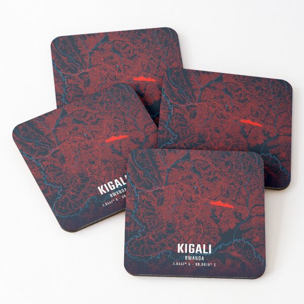Item preview, Kigali Red & Blue Minimalist Map designed and sold by HomeLivingCo.