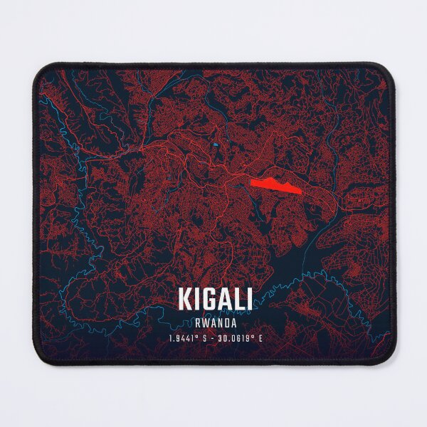 Item preview, Kigali Red & Blue Minimalist Map designed and sold by HomeLivingCo.