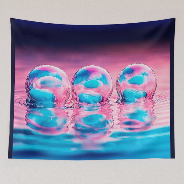 Item preview, Neon Pink and Blue Soap Bubbles Macro designed and sold by LanaGustavsson.