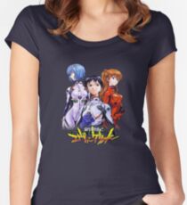 Evangelion Shinji Asuka Rei Women's Fitted Scoop T-Shirt