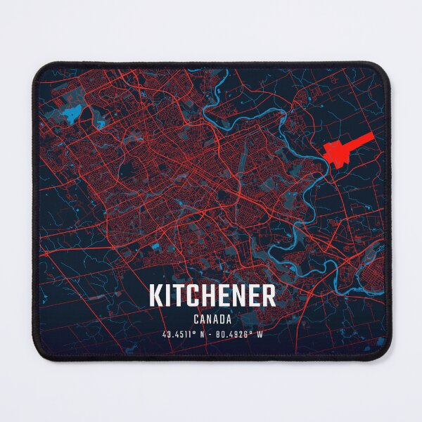 Item preview, Kitchener Red & Blue Minimalist Map designed and sold by HomeLivingCo.