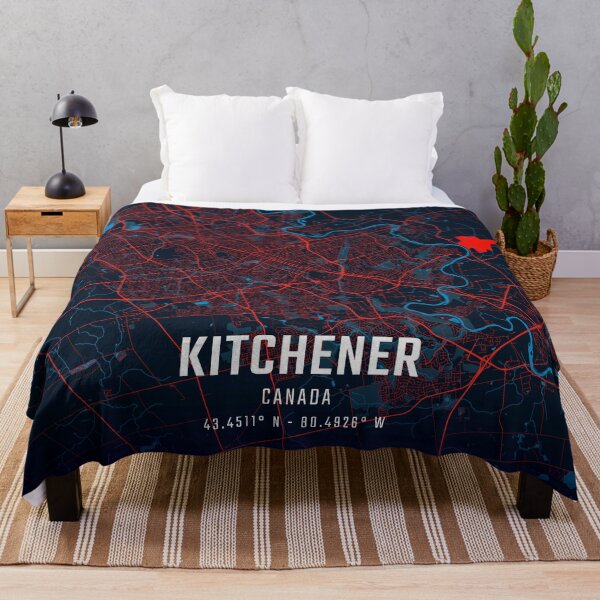 Item preview, Kitchener Red & Blue Minimalist Map designed and sold by HomeLivingCo.