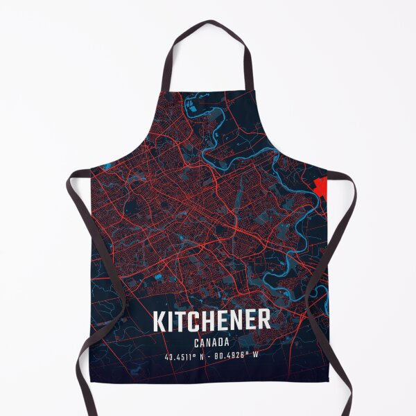 Item preview, Kitchener Red & Blue Minimalist Map designed and sold by HomeLivingCo.