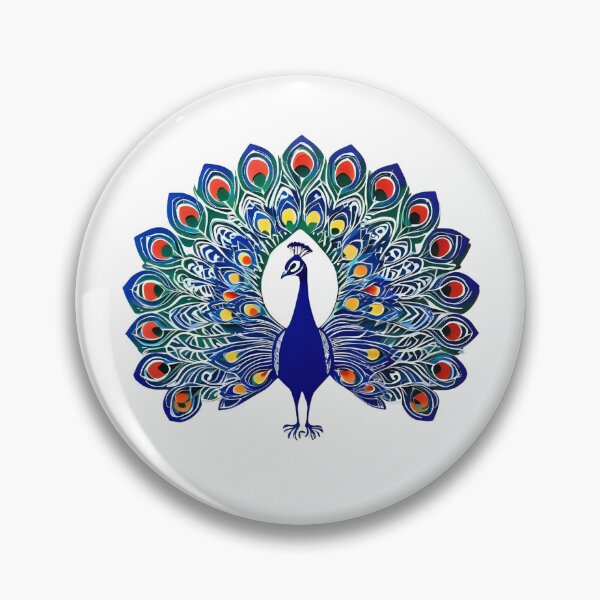 Item preview, White and Blue Peacock – Minimalist Folk Elegance from Poland Biało-Niebieski Paw – Minimalistyczna Elegancja w Stylu Ludowym designed and sold by AmberWit.