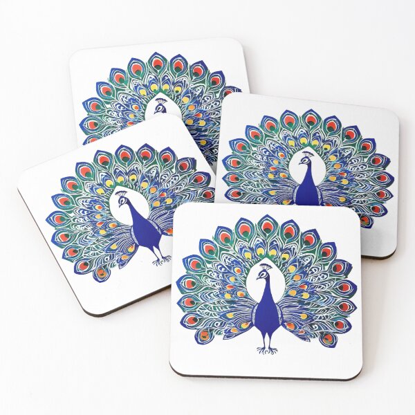 Item preview, White and Blue Peacock – Minimalist Folk Elegance from Poland Biało-Niebieski Paw – Minimalistyczna Elegancja w Stylu Ludowym designed and sold by AmberWit.