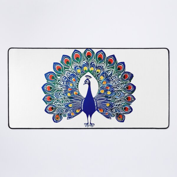 Item preview, White and Blue Peacock – Minimalist Folk Elegance from Poland Biało-Niebieski Paw – Minimalistyczna Elegancja w Stylu Ludowym designed and sold by AmberWit.
