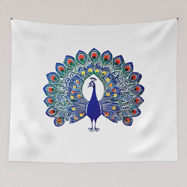 Item preview, White and Blue Peacock – Minimalist Folk Elegance from Poland Biało-Niebieski Paw – Minimalistyczna Elegancja w Stylu Ludowym designed and sold by AmberWit.