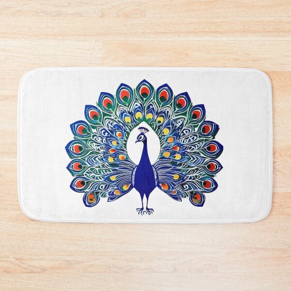 Item preview, White and Blue Peacock – Minimalist Folk Elegance from Poland Biało-Niebieski Paw – Minimalistyczna Elegancja w Stylu Ludowym designed and sold by AmberWit.
