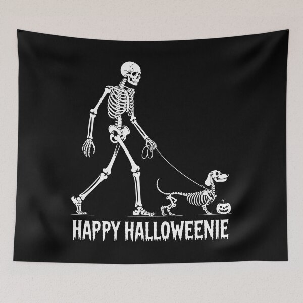 Item preview, Happy Halloweenie Skeleton Walking Dachshund Dog Halloween designed and sold by Sunset4Bones.