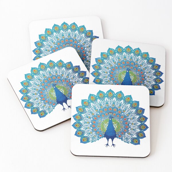 Item preview, Turquoise Peacock Illustration – Polish Folk Wycinanki Style Turkusowy Paw – Styl Polskich Wycinanek Ludowych designed and sold by AmberWit.