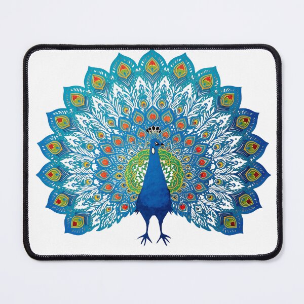 Item preview, Turquoise Peacock Illustration – Polish Folk Wycinanki Style Turkusowy Paw – Styl Polskich Wycinanek Ludowych designed and sold by AmberWit.
