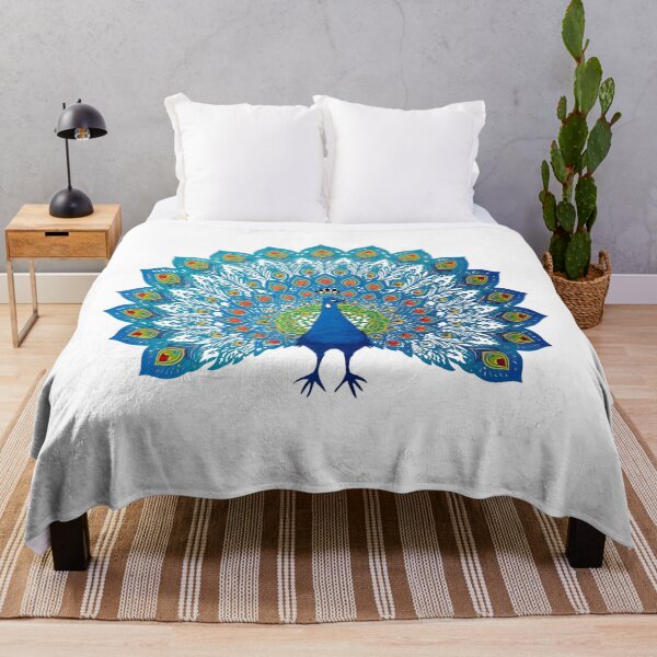 Item preview, Turquoise Peacock Illustration – Polish Folk Wycinanki Style Turkusowy Paw – Styl Polskich Wycinanek Ludowych designed and sold by AmberWit.