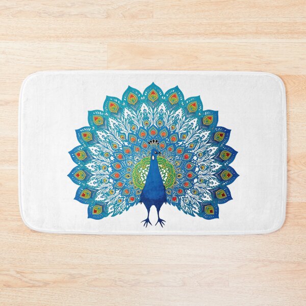 Item preview, Turquoise Peacock Illustration – Polish Folk Wycinanki Style Turkusowy Paw – Styl Polskich Wycinanek Ludowych designed and sold by AmberWit.