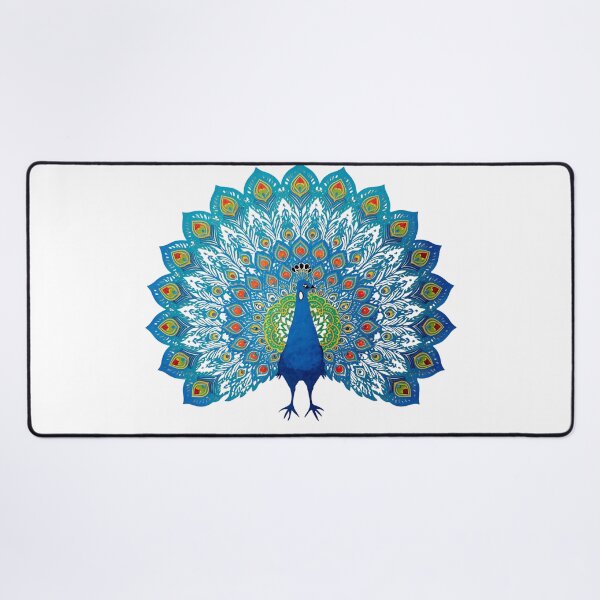Item preview, Turquoise Peacock Illustration – Polish Folk Wycinanki Style Turkusowy Paw – Styl Polskich Wycinanek Ludowych designed and sold by AmberWit.