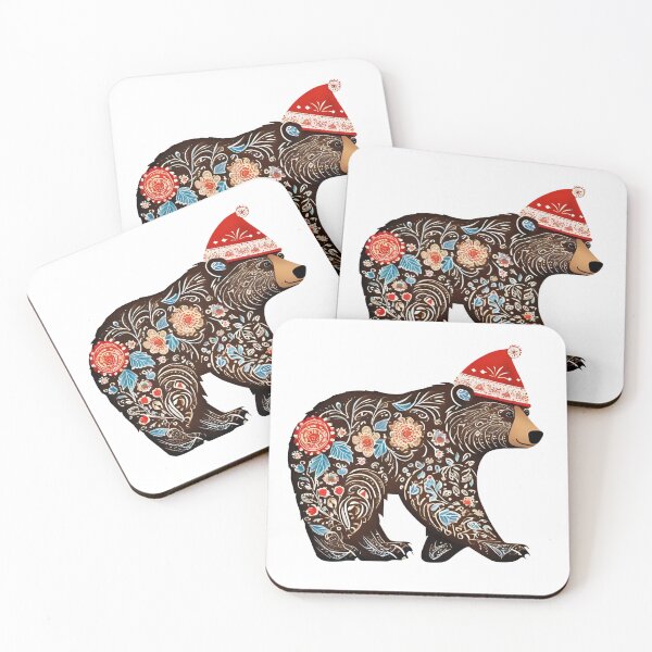 Item preview, Winter Folk Bear Sticker | Polish Wycinanki Floral Animal Art designed and sold by AmberWit.