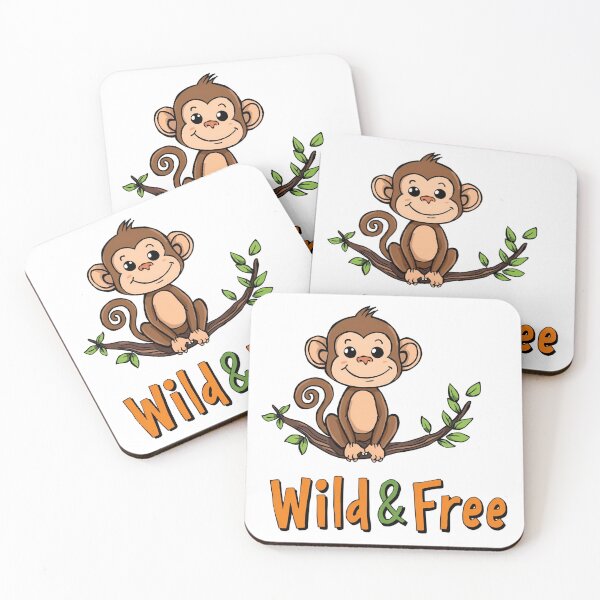 Item preview, Wild & Free – Happy monkey on a branch | Funny animal design for positive vibes designed and sold by ParaSiempreS.