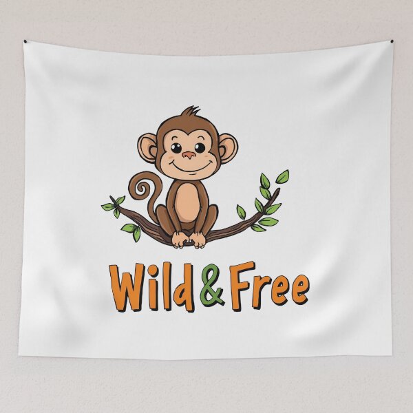 Item preview, Wild & Free – Happy monkey on a branch | Funny animal design for positive vibes designed and sold by ParaSiempreS.
