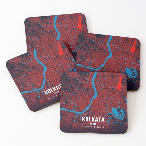 Item preview, Kolkata Red & Blue Minimalist Map designed and sold by HomeLivingCo.
