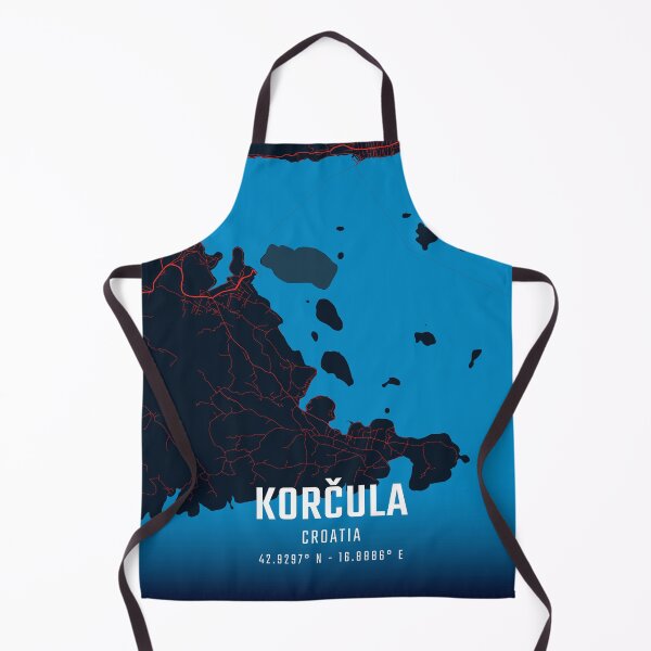 Item preview, Korčula Red & Blue Minimalist Map designed and sold by HomeLivingCo.