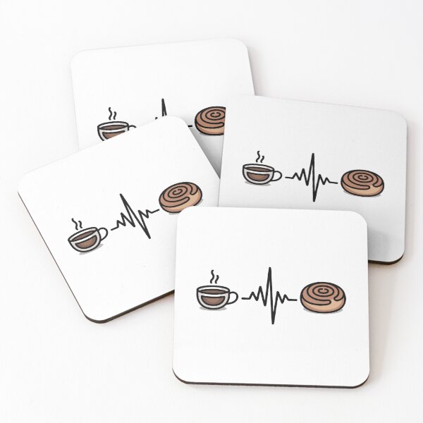 Item preview, kawaii Coffee and cinnamon roll heart beat  designed and sold by jkrphoto.