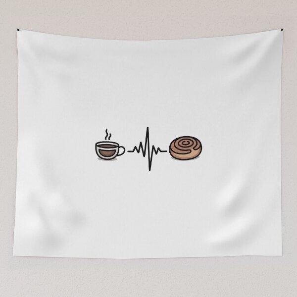 Item preview, kawaii Coffee and cinnamon roll heart beat  designed and sold by jkrphoto.