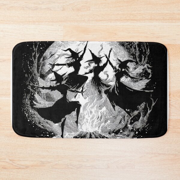 Item preview, Halloween witches dancing around a fire pagan wicca art design designed and sold by thewandswant.