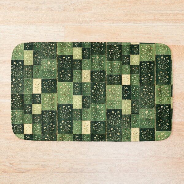 Item preview, Vintage Patchwork Floral Quilt Design - Emerald & Moss Green designed and sold by Hen-C-Art.