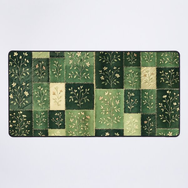 Item preview, Vintage Patchwork Floral Quilt Design - Emerald & Moss Green designed and sold by Hen-C-Art.