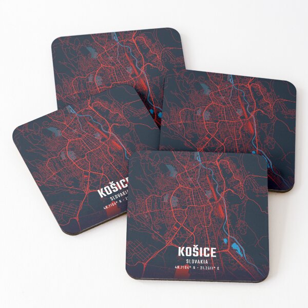 Item preview, Košice Red & Blue Minimalist Map designed and sold by HomeLivingCo.