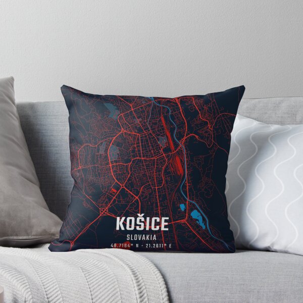 Item preview, Košice Red & Blue Minimalist Map designed and sold by HomeLivingCo.
