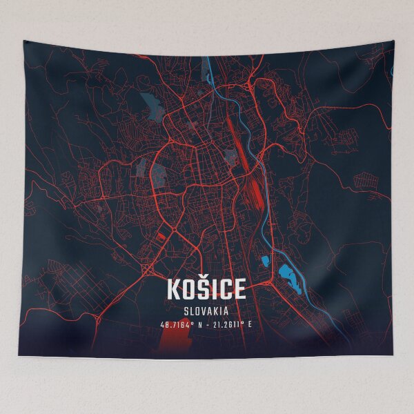 Item preview, Košice Red & Blue Minimalist Map designed and sold by HomeLivingCo.
