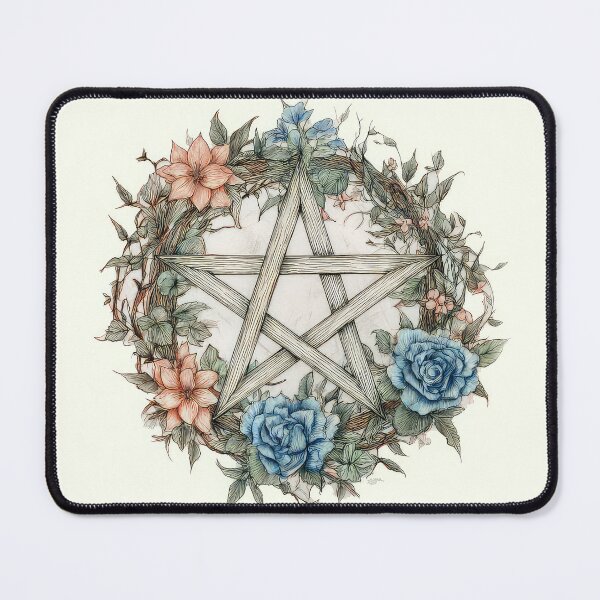 Item preview, Pagan Wicca Floral Pentagram art design designed and sold by thewandswant.