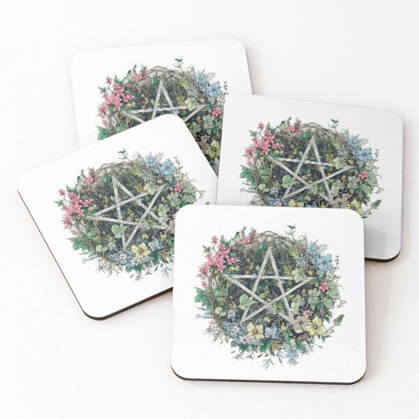 Item preview, Pagan Wiccan Floral Pentagram art design designed and sold by thewandswant.