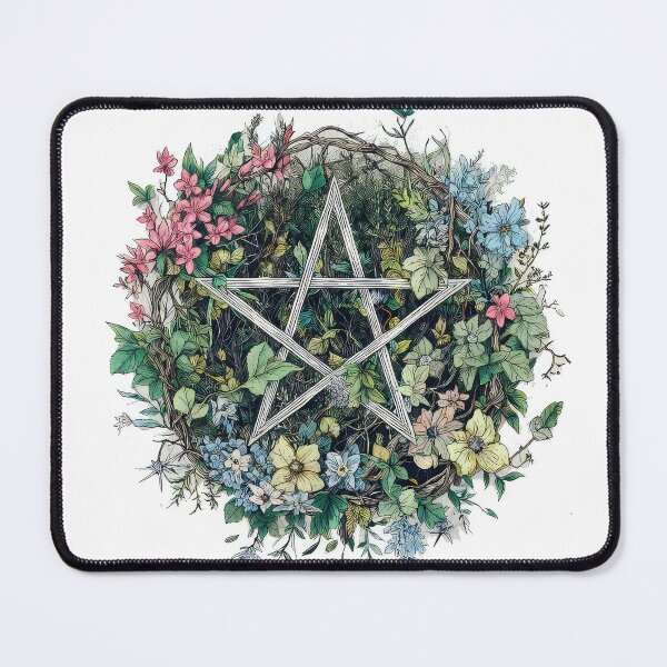 Item preview, Pagan Wiccan Floral Pentagram art design designed and sold by thewandswant.